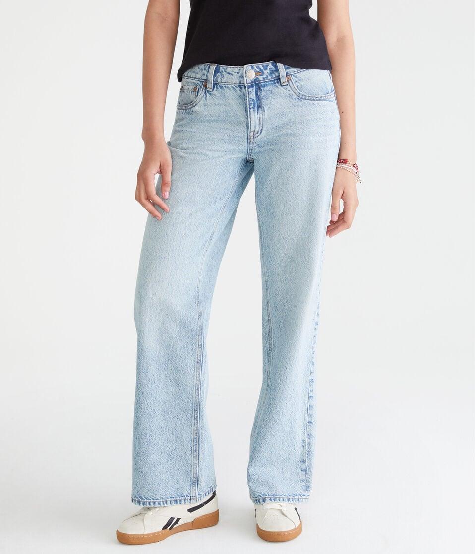 Aéropostale Low-Rise Baggy Wide Leg Bow Pocket Jean Medium Wash