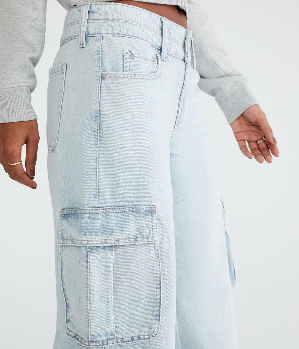 Aéropostale Low-Rise Baggy Wide Leg Cargo Jean Light Wash
