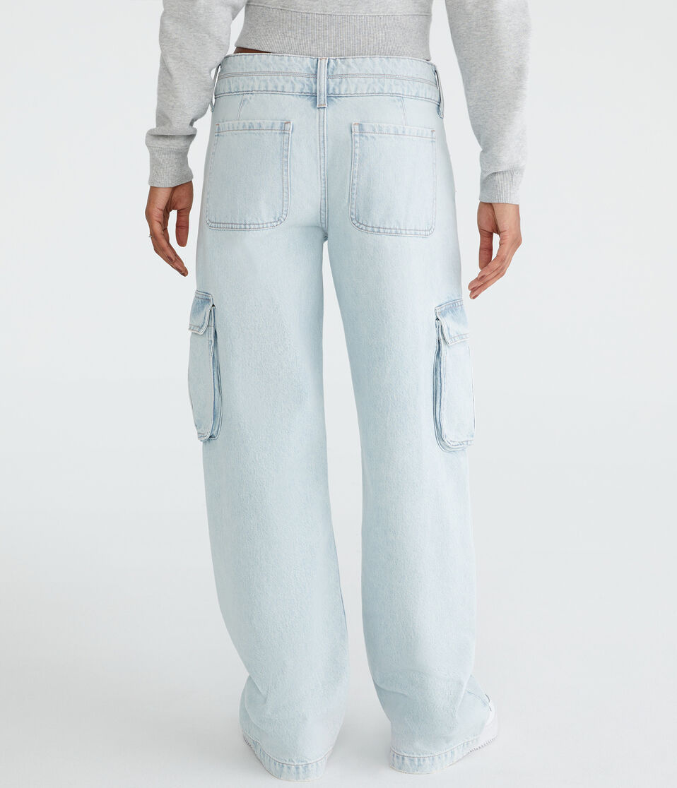Aéropostale Low-Rise Baggy Wide Leg Cargo Jean Light Wash
