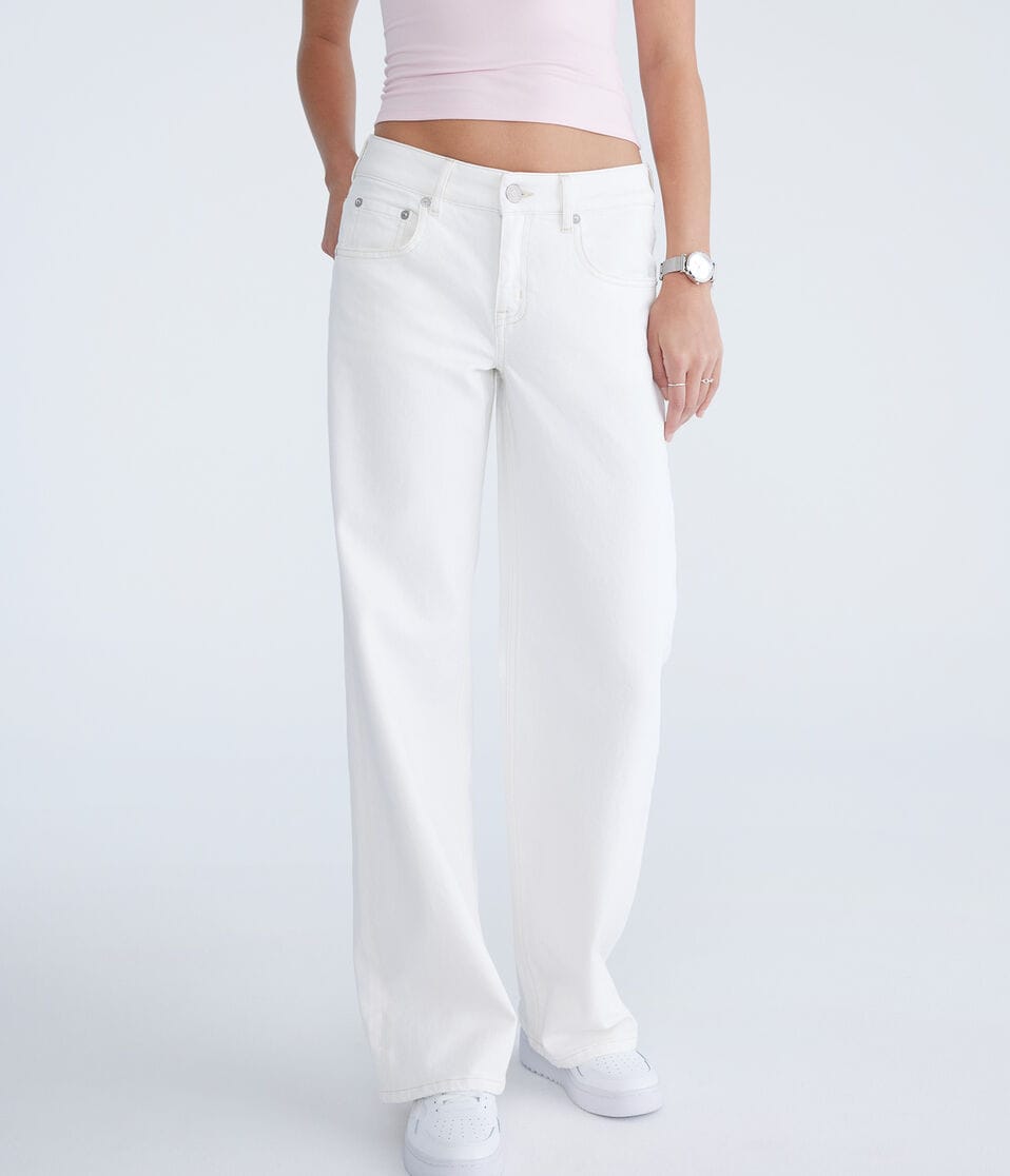 aéropostale Low-Rise Baggy Wide Leg Lightweight Luxe Jean cream