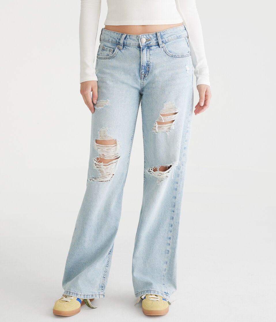 aéropostale Low-Rise Baggy Wide Leg Lightweight Luxe Jean light wash