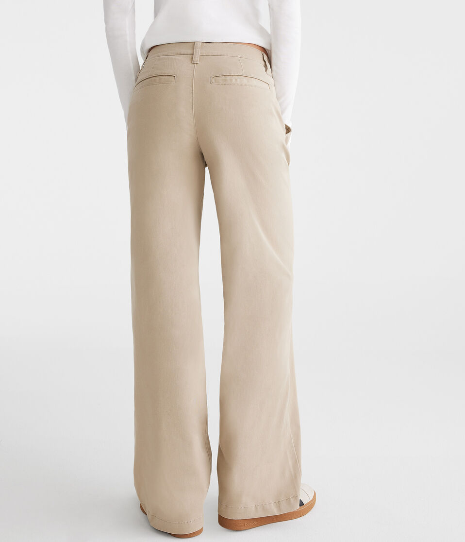 Aéropostale Low-Rise Baggy Wide Leg Uniform Pants Summer Tan