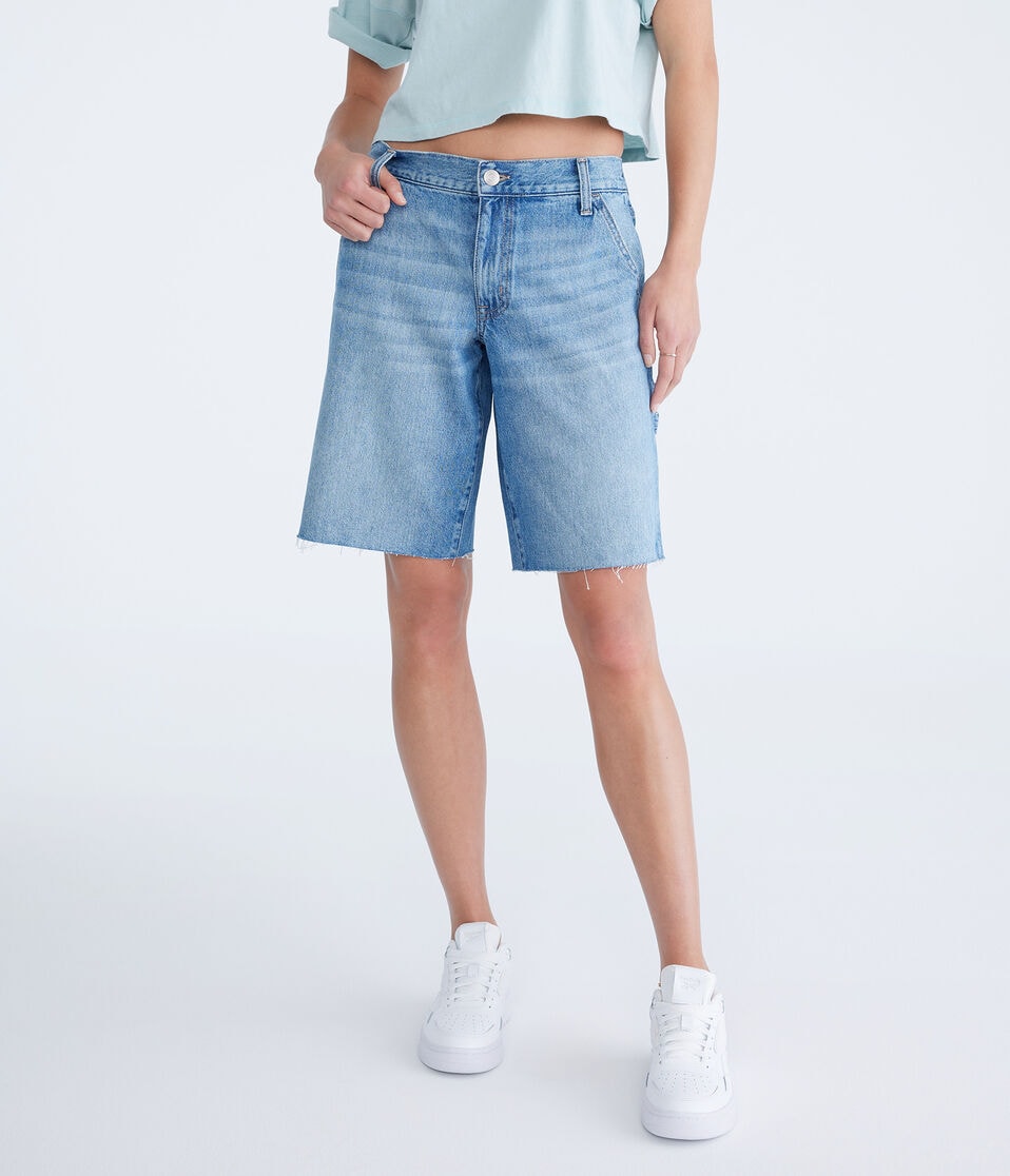 aéropostale Low-Rise Carpenter Bermuda Shorts medium wash