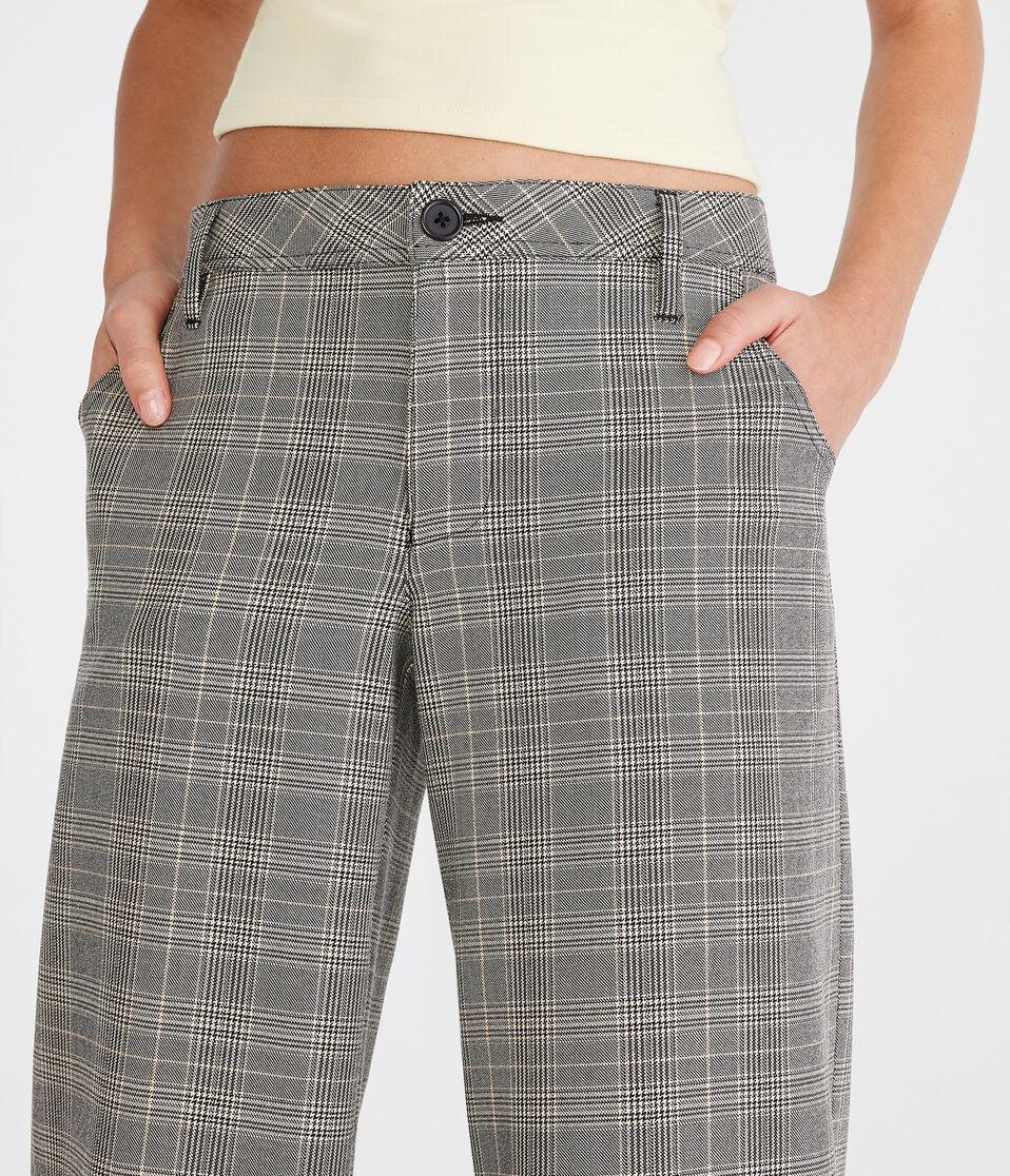 Aéropostale Low-Rise Houndstooth Wide Leg Trousers Grey