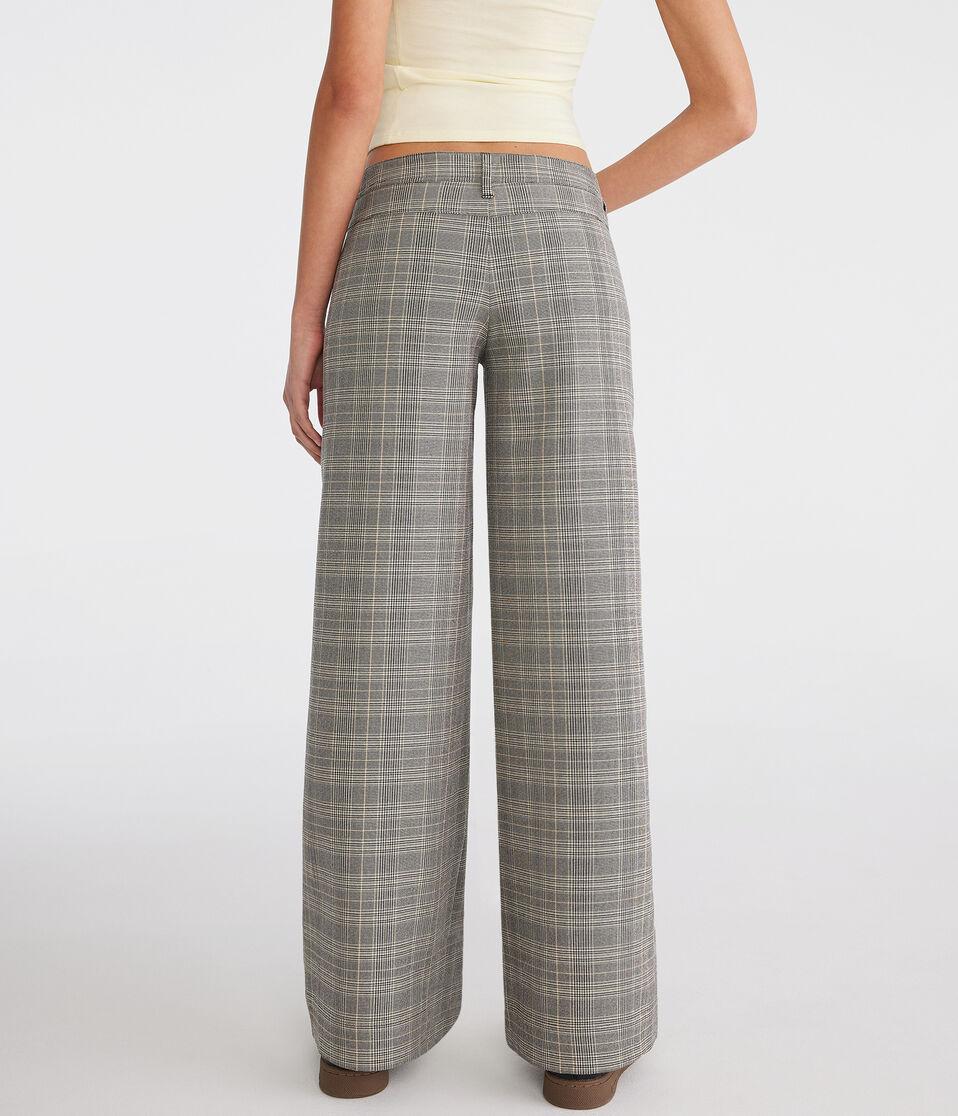 Aéropostale Low-Rise Houndstooth Wide Leg Trousers Grey