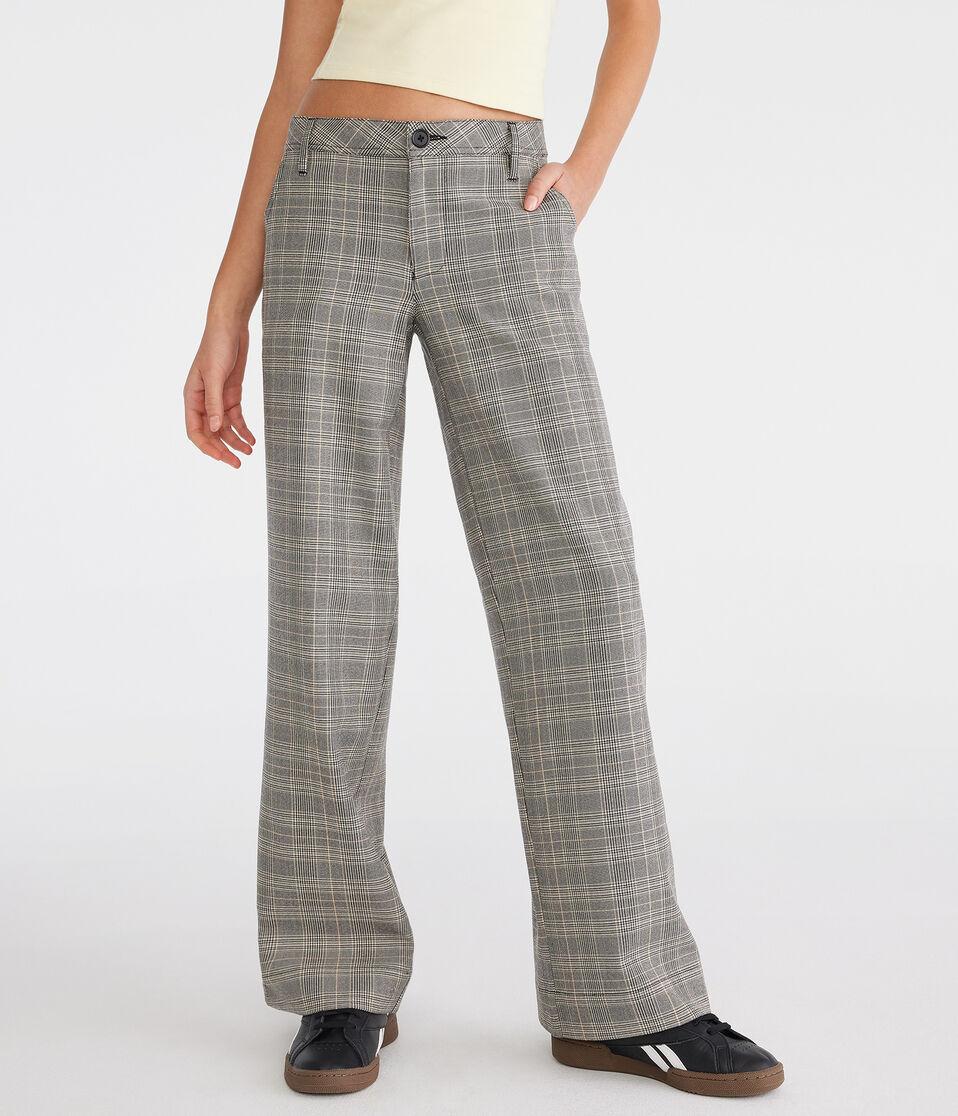 aéropostale Low-Rise Houndstooth Wide Leg Trousers grey