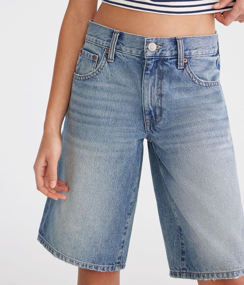 Aéropostale Low-Rise Super Baggy Bermuda Shorts Dark Wash