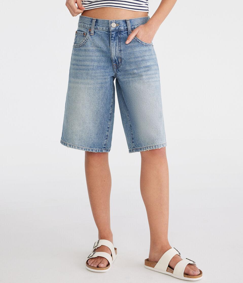 aéropostale Low-Rise Super Baggy Bermuda Shorts dark wash