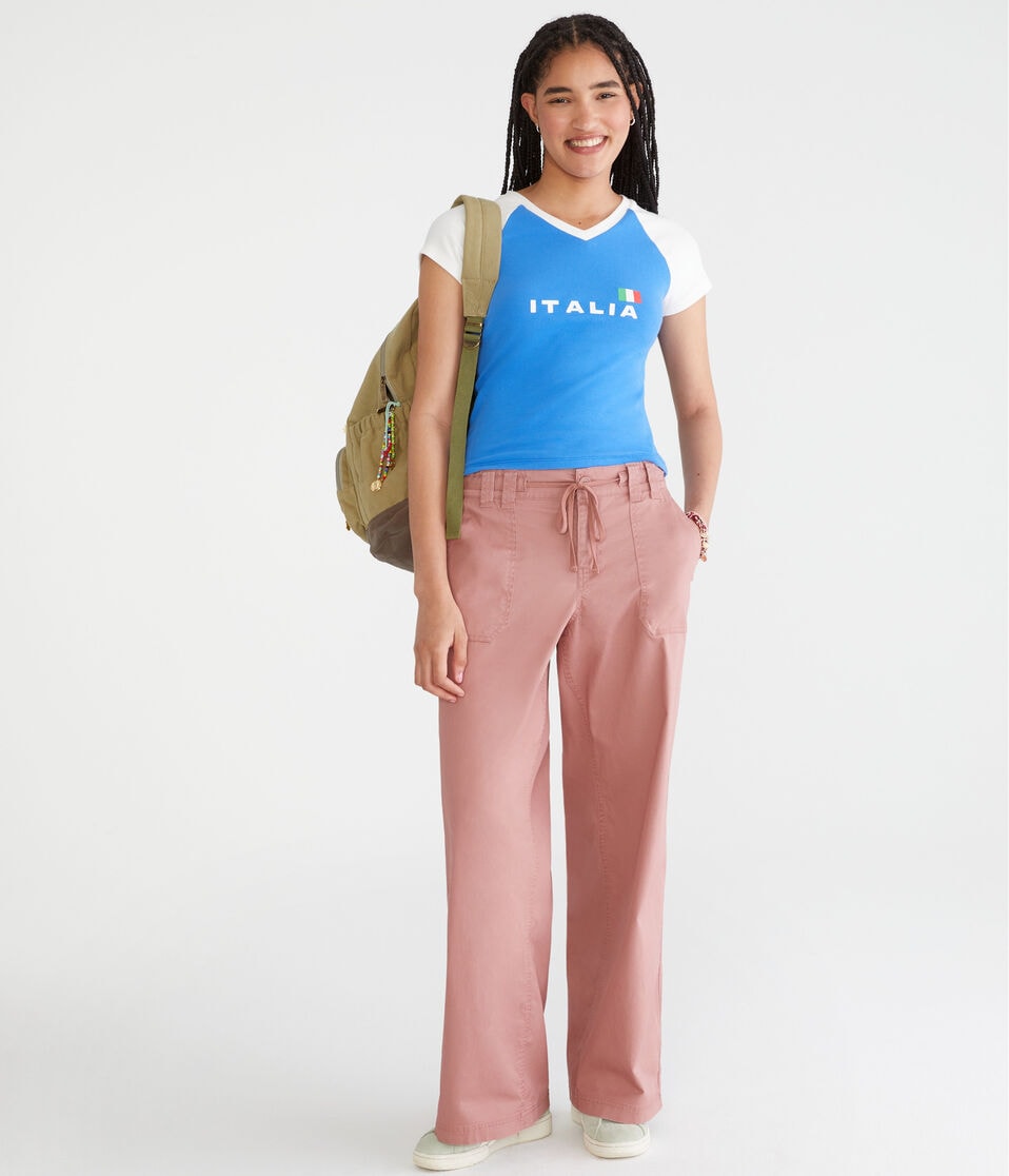 Aéropostale Low-Rise Twill Wide Leg Pants Dream Chocolate