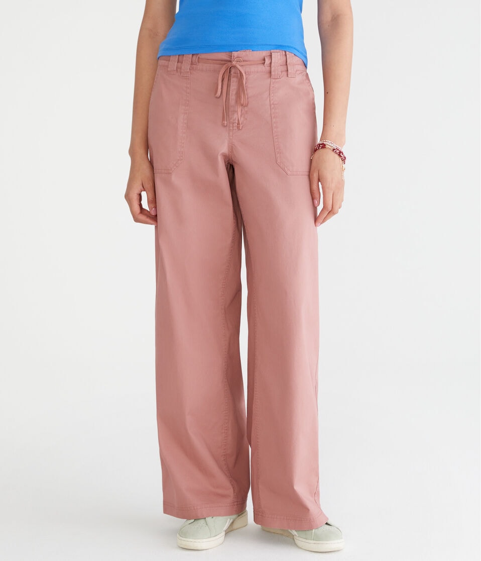 aéropostale Low-Rise Twill Wide Leg Pants dream chocolate