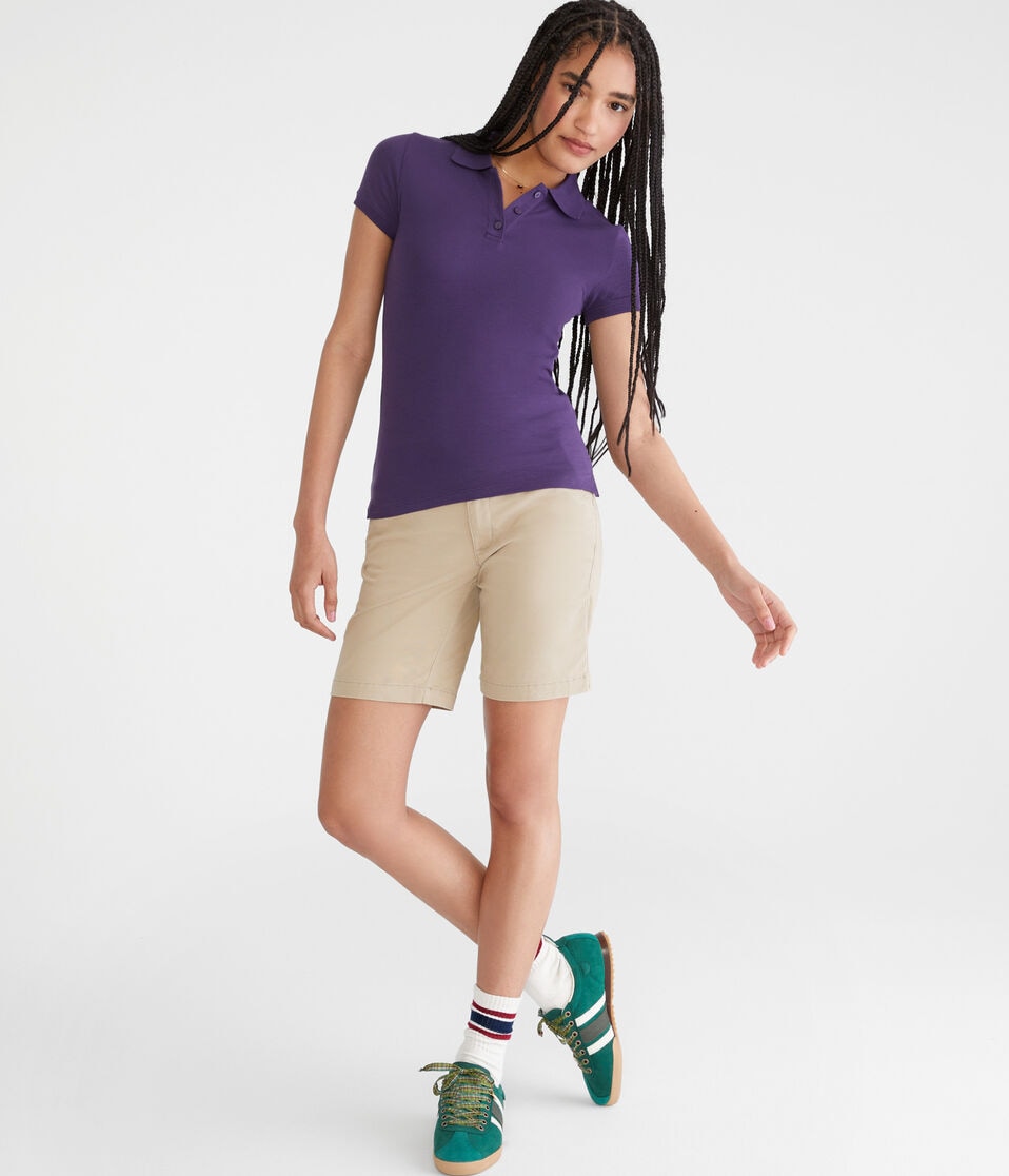 Aéropostale Low-Rise Uniform Bermuda Shorts Summer Tan