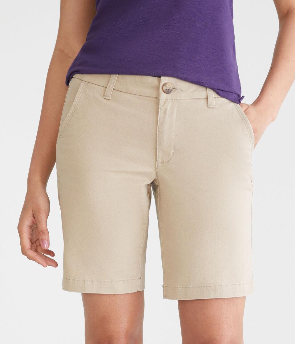 aéropostale Low-Rise Uniform Bermuda Shorts summer tan