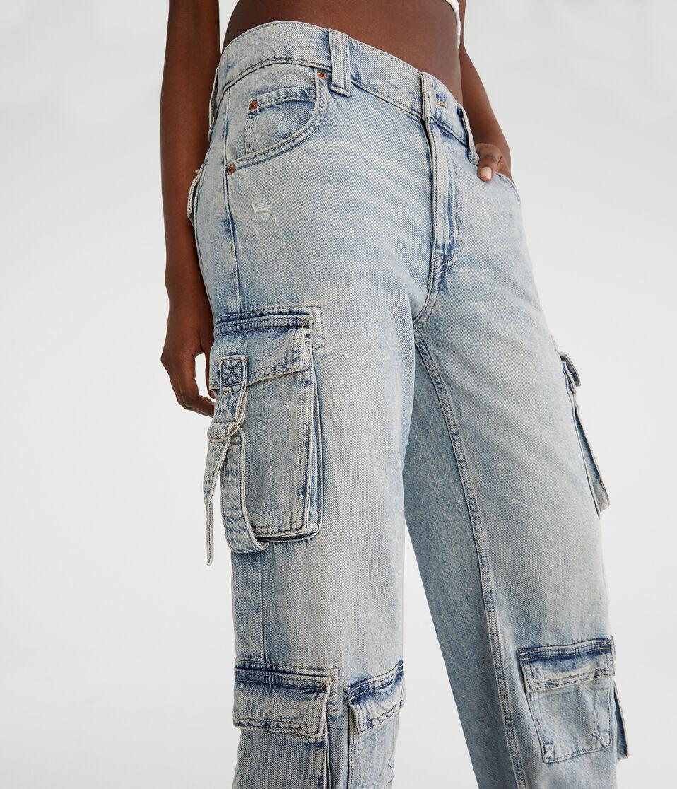 Aéropostale Low-Rise Wide Leg Cargo Jean Light Wash