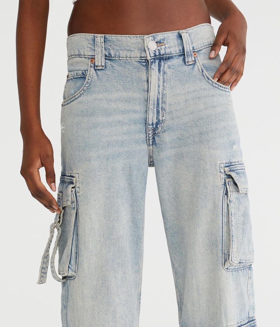 Aéropostale Low-Rise Wide Leg Cargo Jean Light Wash