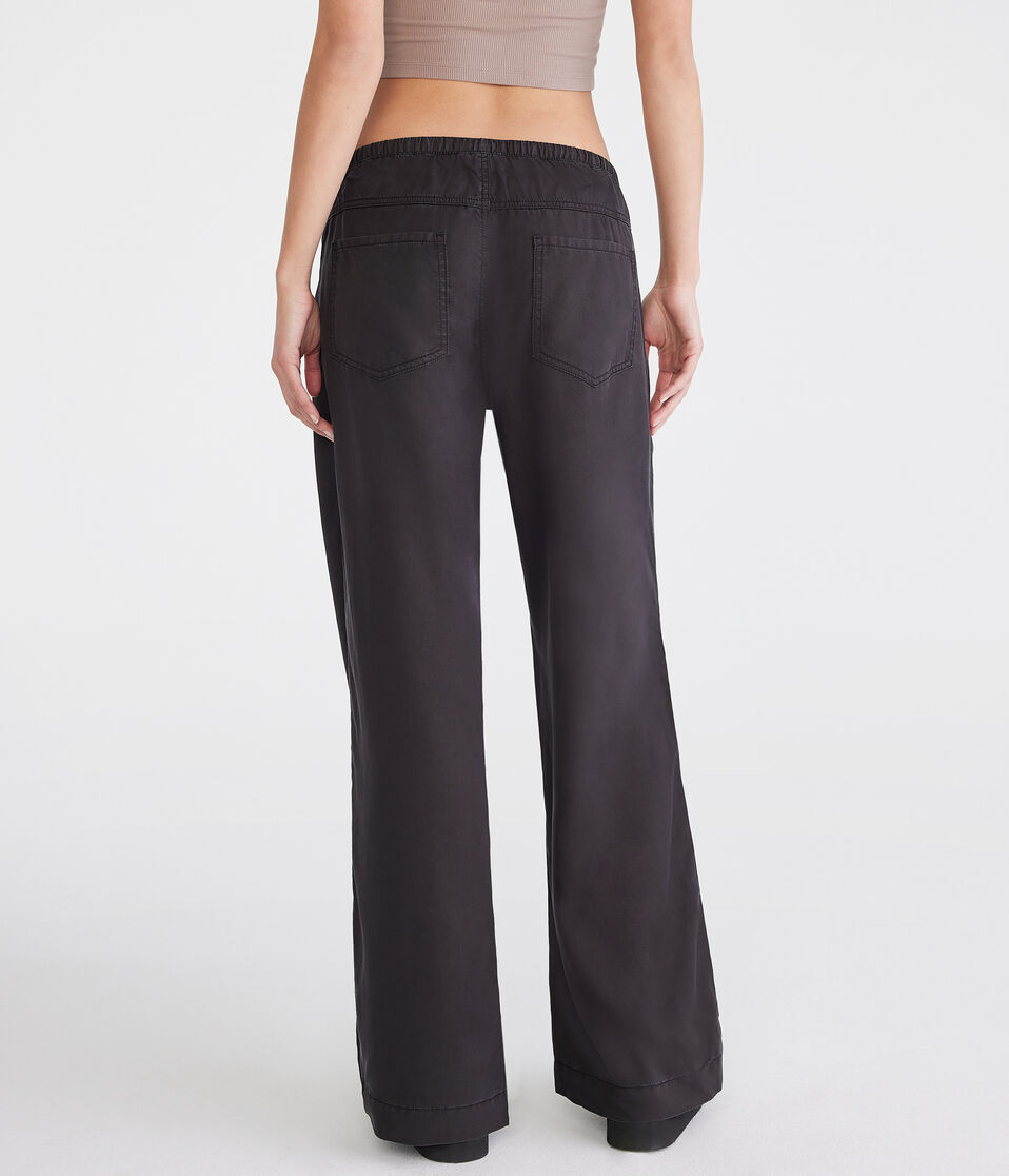 Aéropostale Low-Rise Wide Leg Drawstring Pants Black Fox