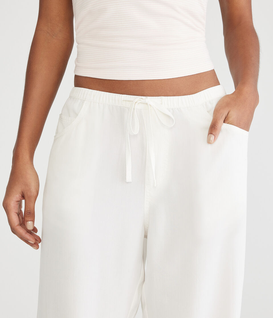 Aéropostale Low-Rise Wide Leg Drawstring Pants Cream