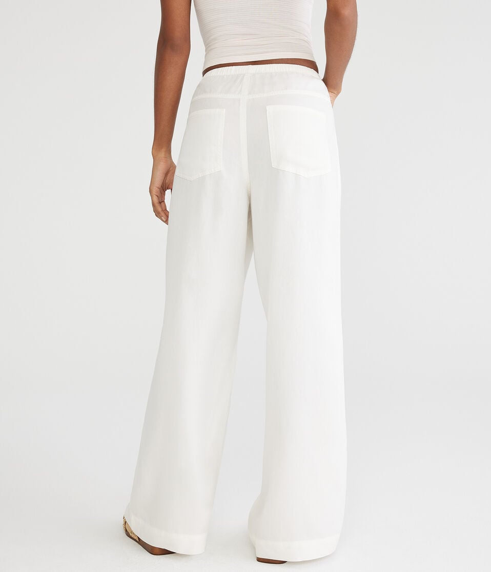 Aéropostale Low-Rise Wide Leg Drawstring Pants Cream