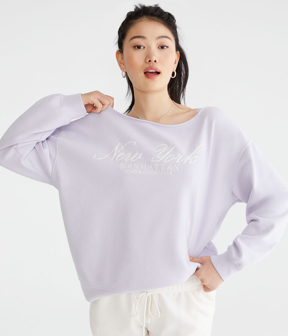 Aéropostale Manhattan Off-The-Shoulder Sweatshirt Elderberry