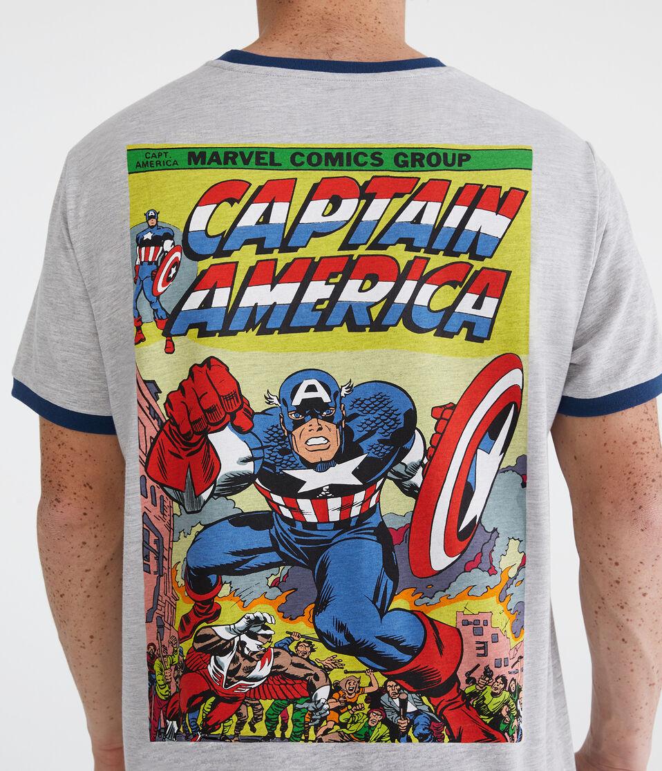 Aéropostale Marvel | Aero Captain America Relaxed Ringer Graphic Tee Light Heather Grey