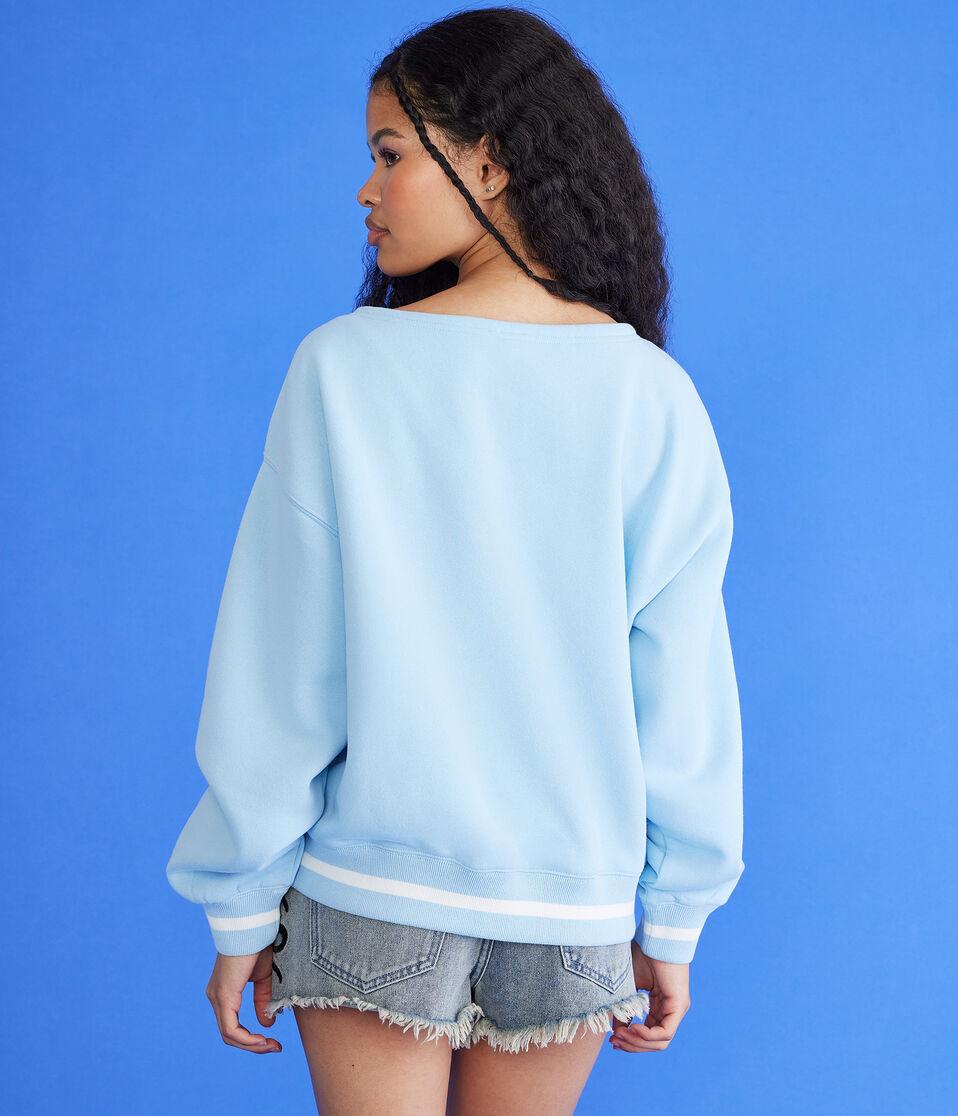 Aéropostale Mickey & Friends | Aero Mickey Mouse 28 Off-The-Shoulder Fleece Top Beyond Blue