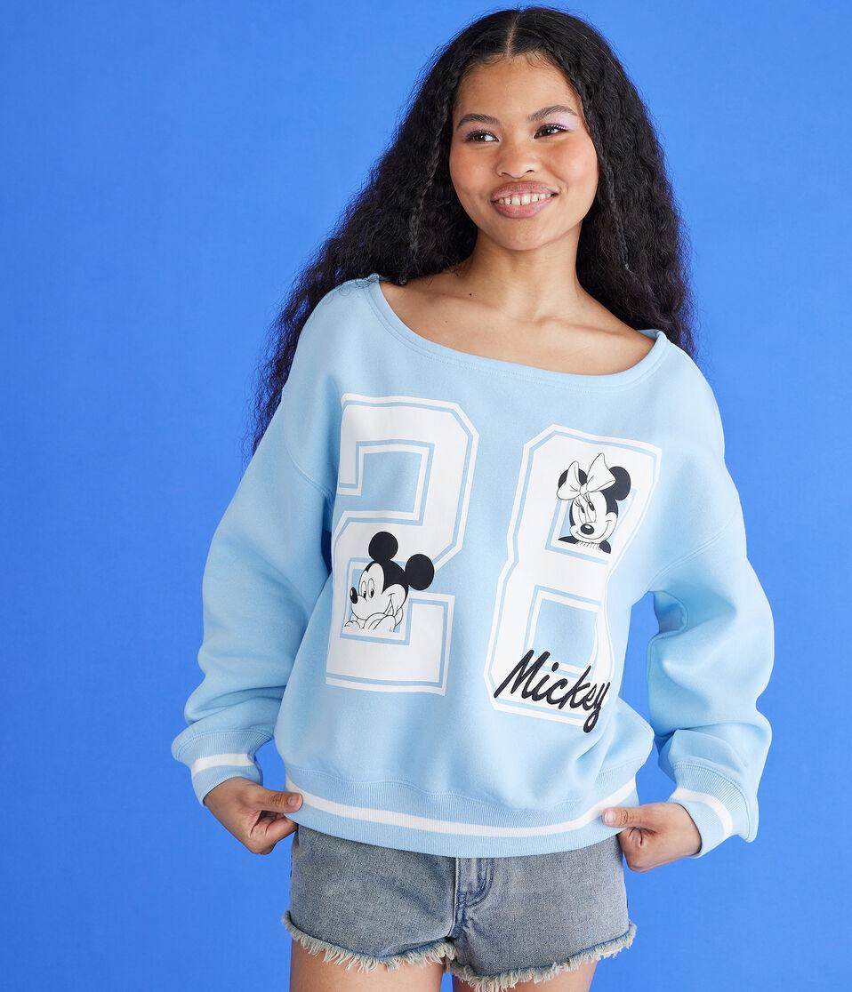 aéropostale Mickey & Friends | Aero Mickey Mouse 28 Off-The-Shoulder Fleece Top beyond blue