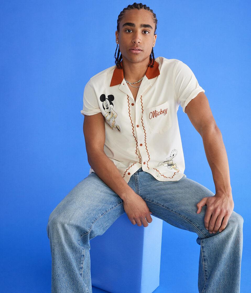 Aéropostale Mickey & Friends | Aero Mickey Mouse Bowling Shirt Cream