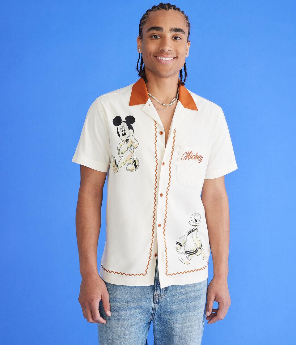 aéropostale Mickey & Friends | Aero Mickey Mouse Bowling Shirt cream