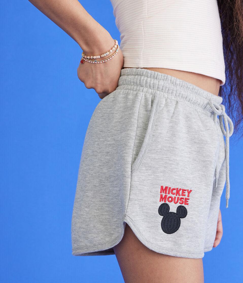 Aéropostale Mickey & Friends | Aero Mickey Mouse High-Rise Dolphin Shorts Light Heather Grey
