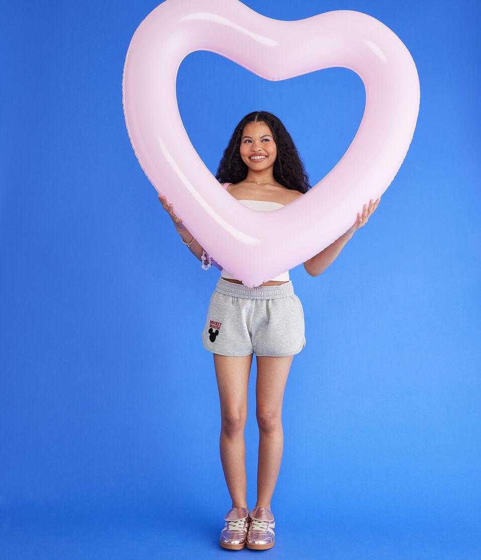 Aéropostale Mickey & Friends | Aero Mickey Mouse High-Rise Dolphin Shorts Light Heather Grey