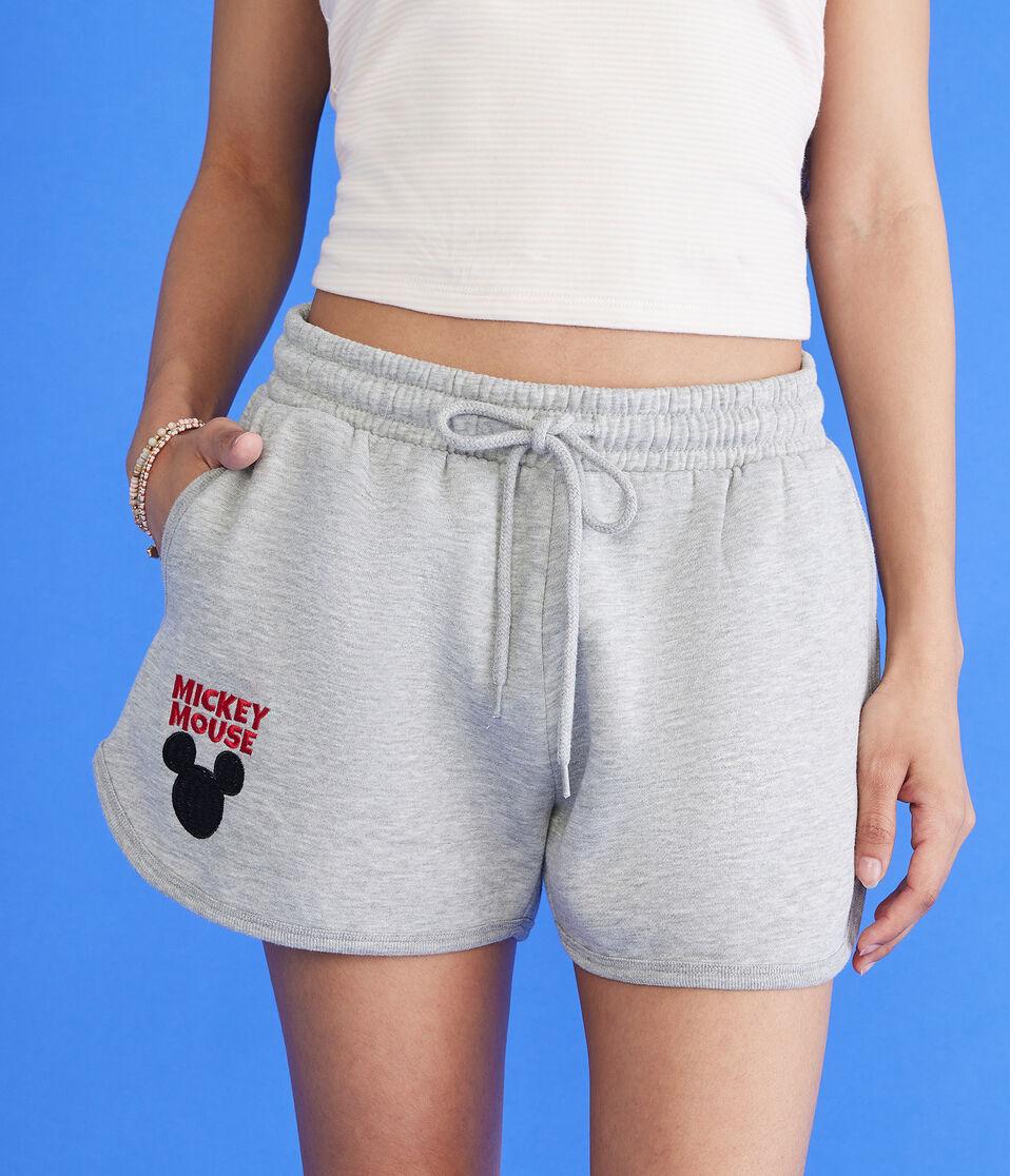 aéropostale Mickey & Friends | Aero Mickey Mouse High-Rise Dolphin Shorts light heather grey