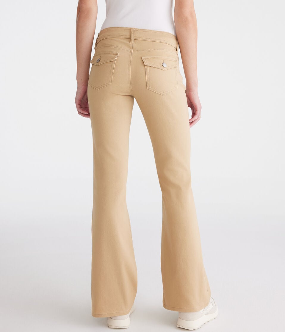 Aéropostale Mid-Rise Flare Uniform Pants Summer Tan