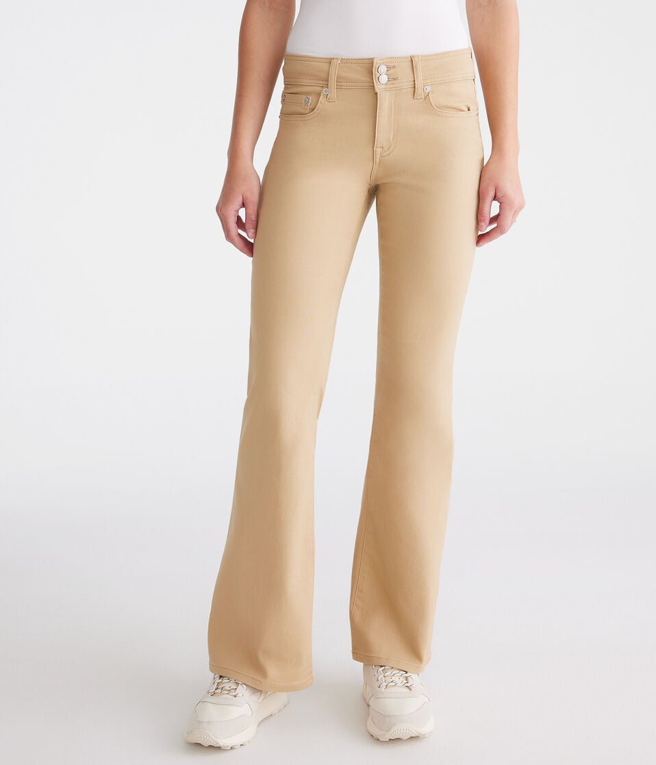 aéropostale Mid-Rise Flare Uniform Pants summer tan