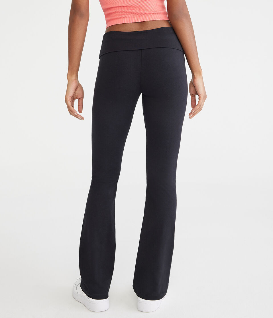 Aéropostale Mid-Rise Fold-Over Bootcut Pants Black Fox