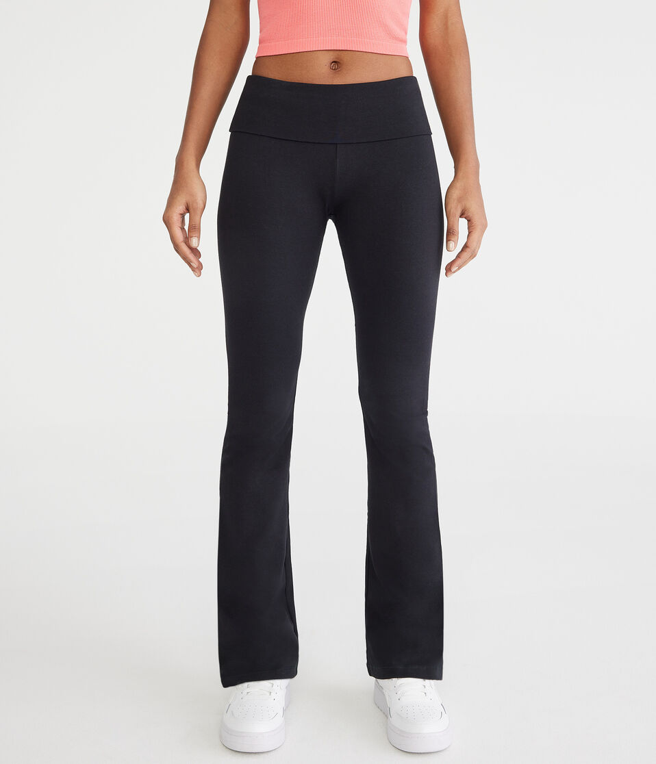 aéropostale Mid-Rise Fold-Over Bootcut Pants black fox