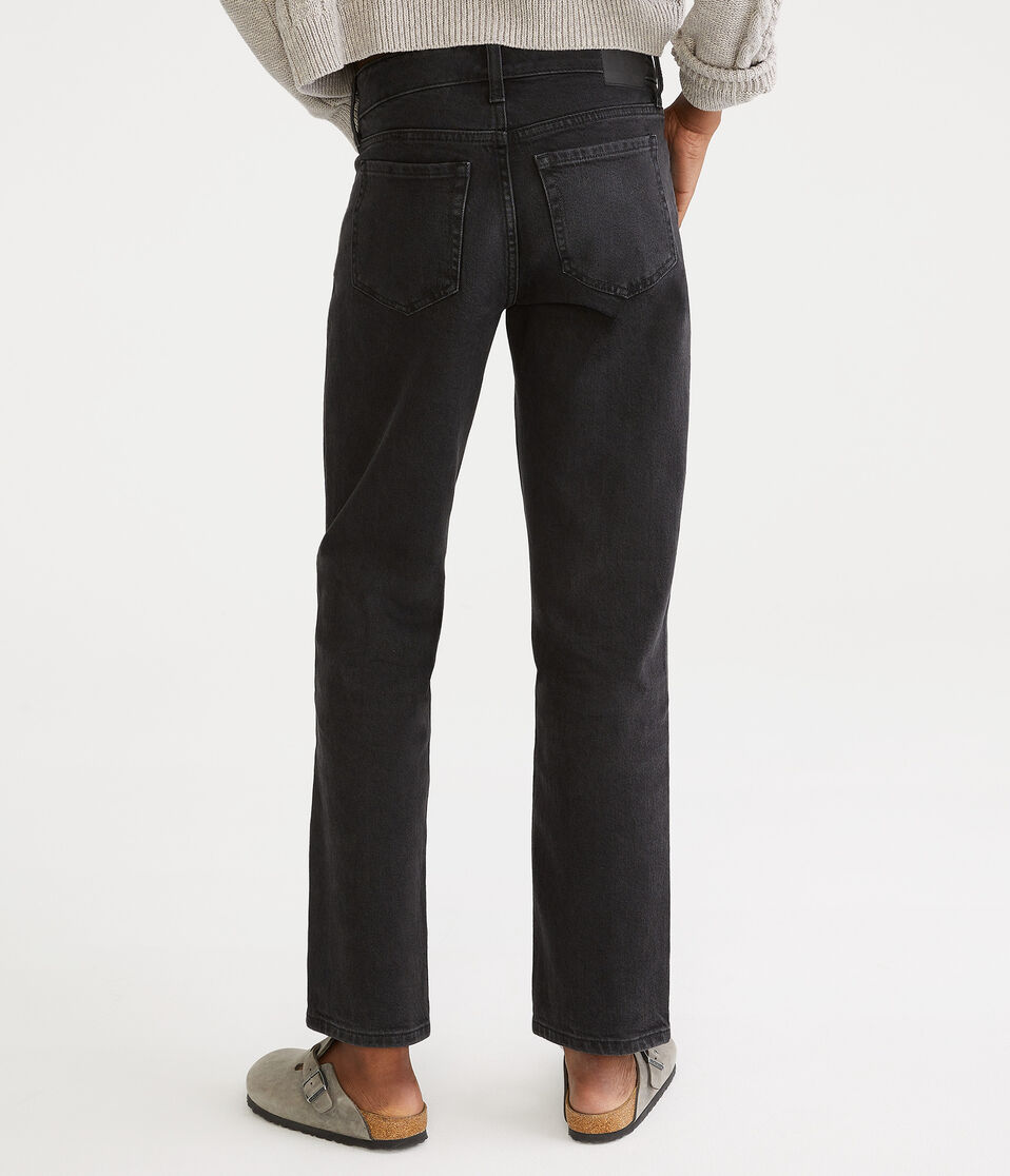Aéropostale Mid-Rise Straight Ankle Jean Black Wash