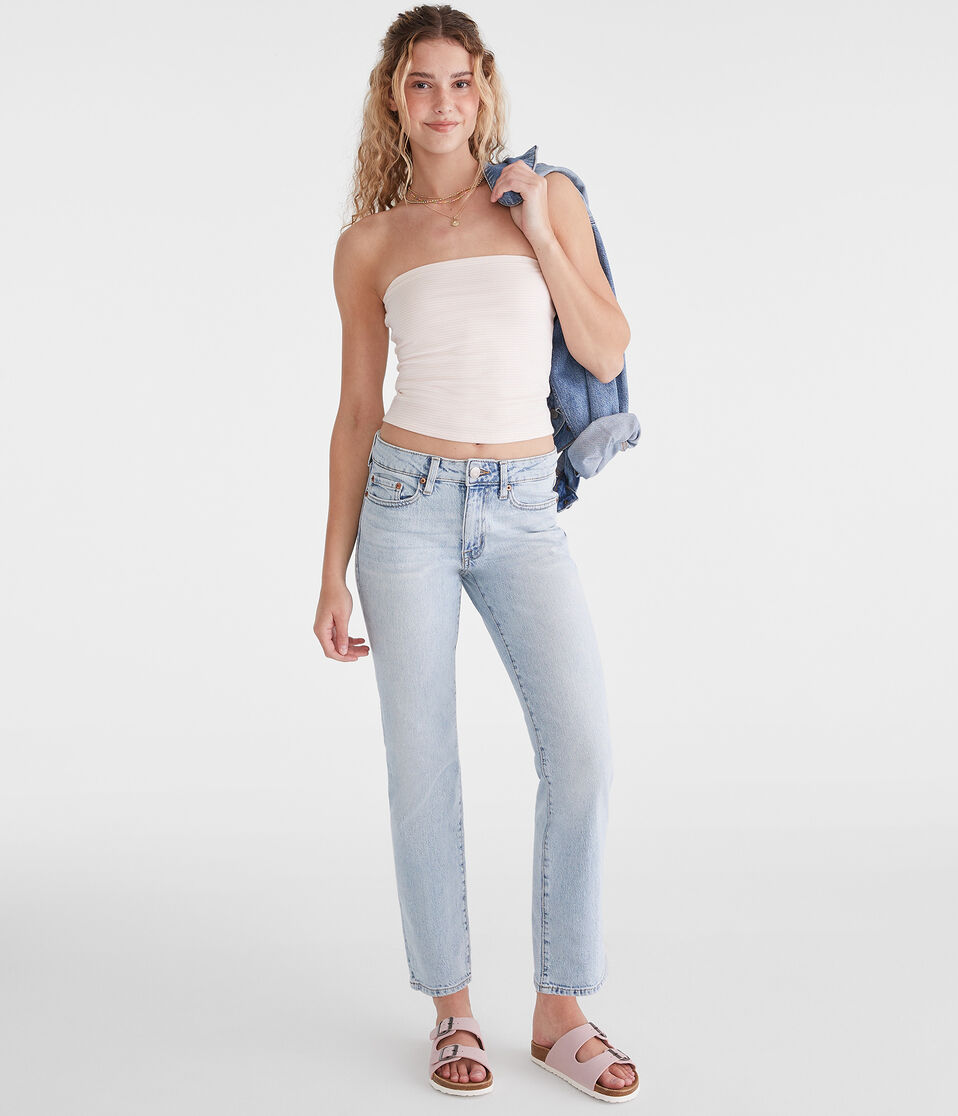 Aéropostale Mid-Rise Straight Ankle Jean Light Wash