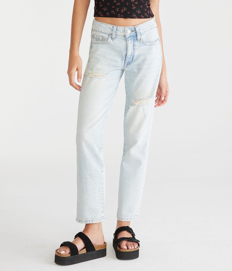 Aéropostale Mid-Rise Straight Ankle Jean Light Wash