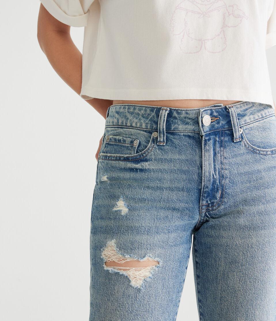 Aéropostale Mid-Rise Straight Ankle Jean Medium Wash