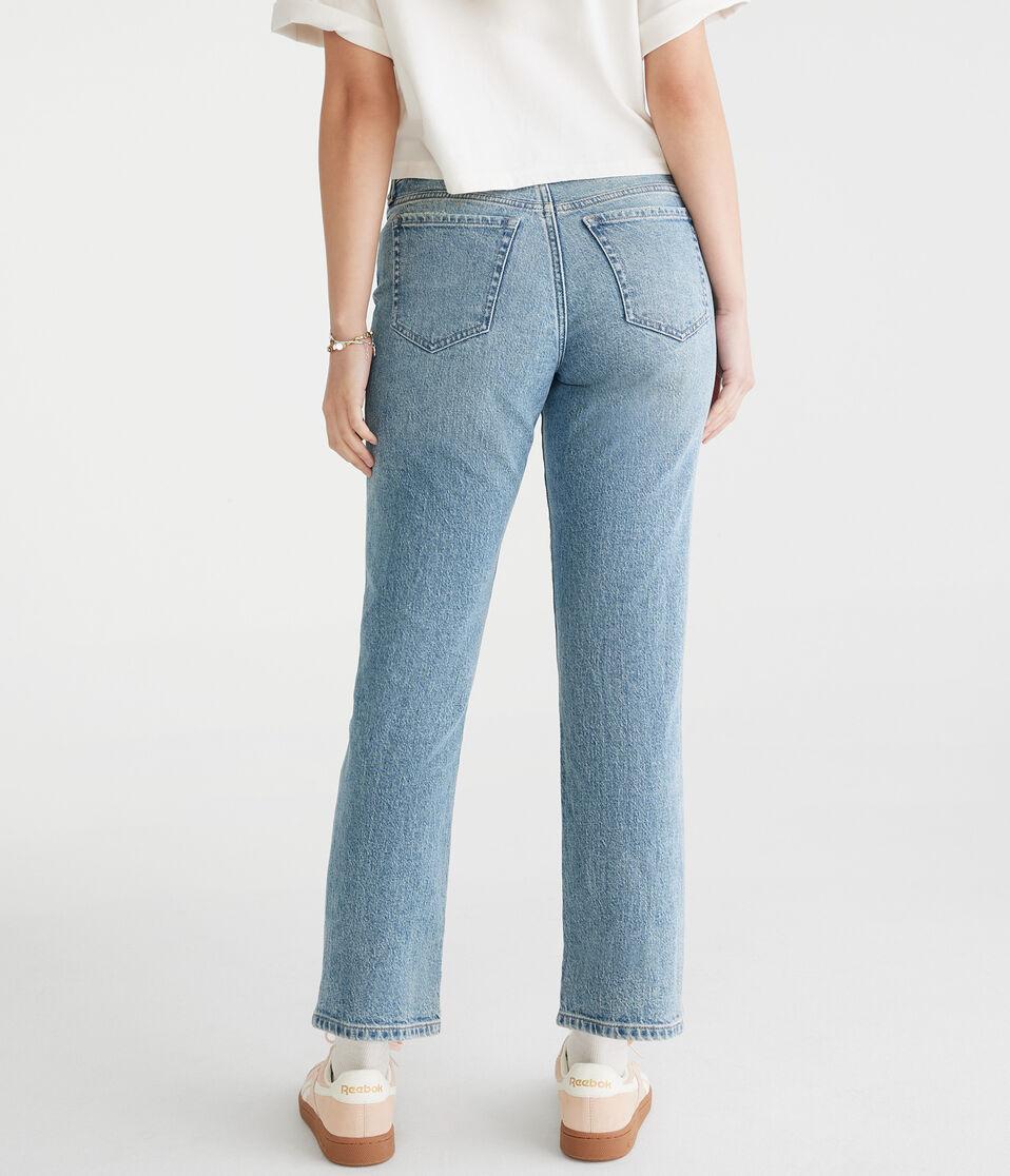 Aéropostale Mid-Rise Straight Ankle Jean Medium Wash