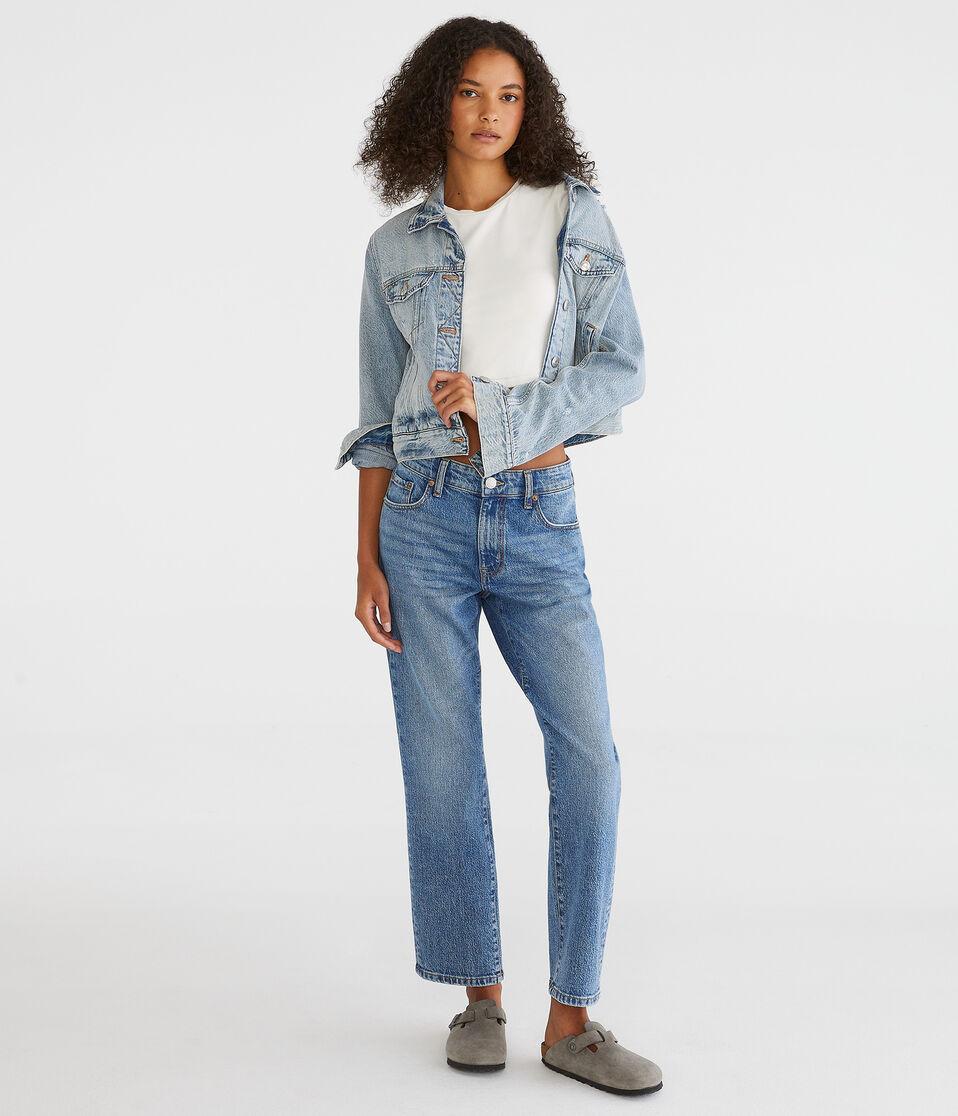 Aéropostale Mid-Rise Straight Ankle Jean Medium Wash