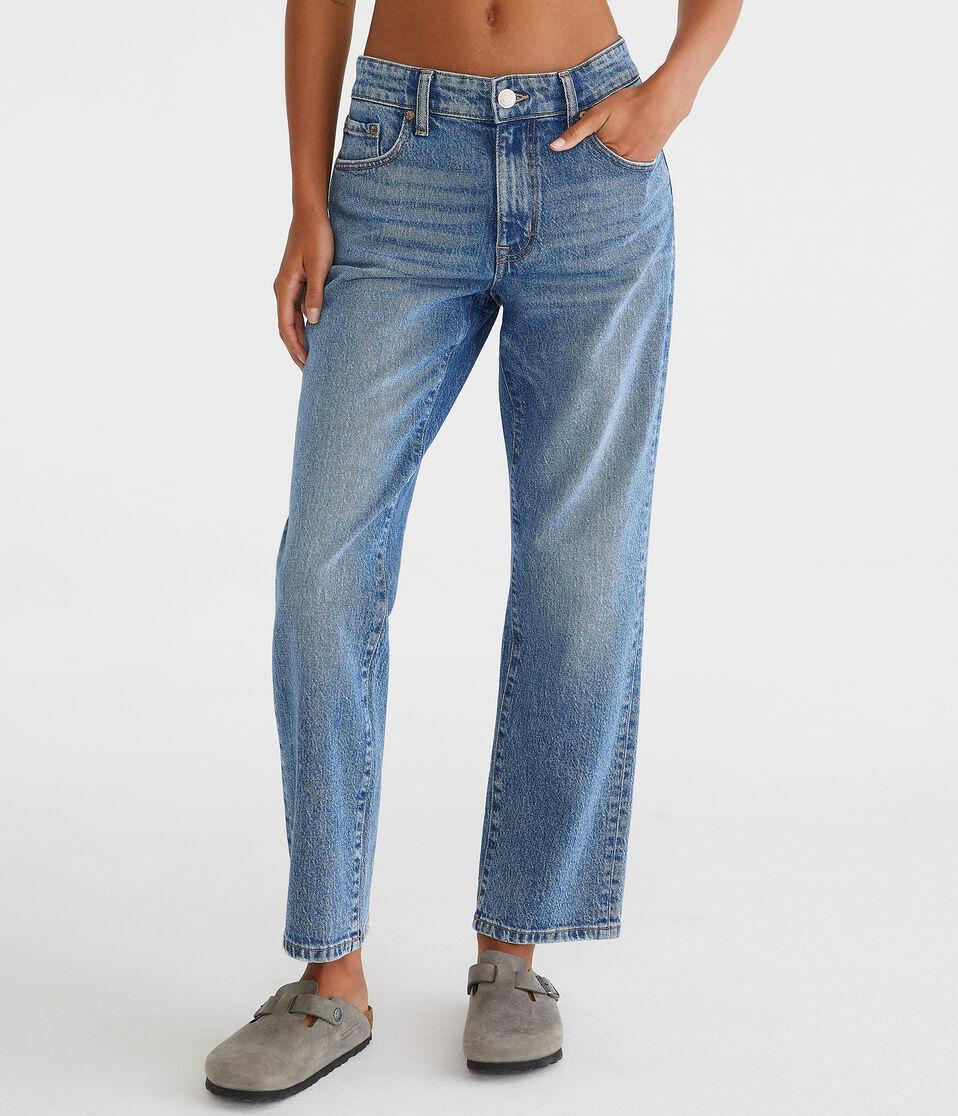 aéropostale Mid-Rise Straight Ankle Jean medium wash