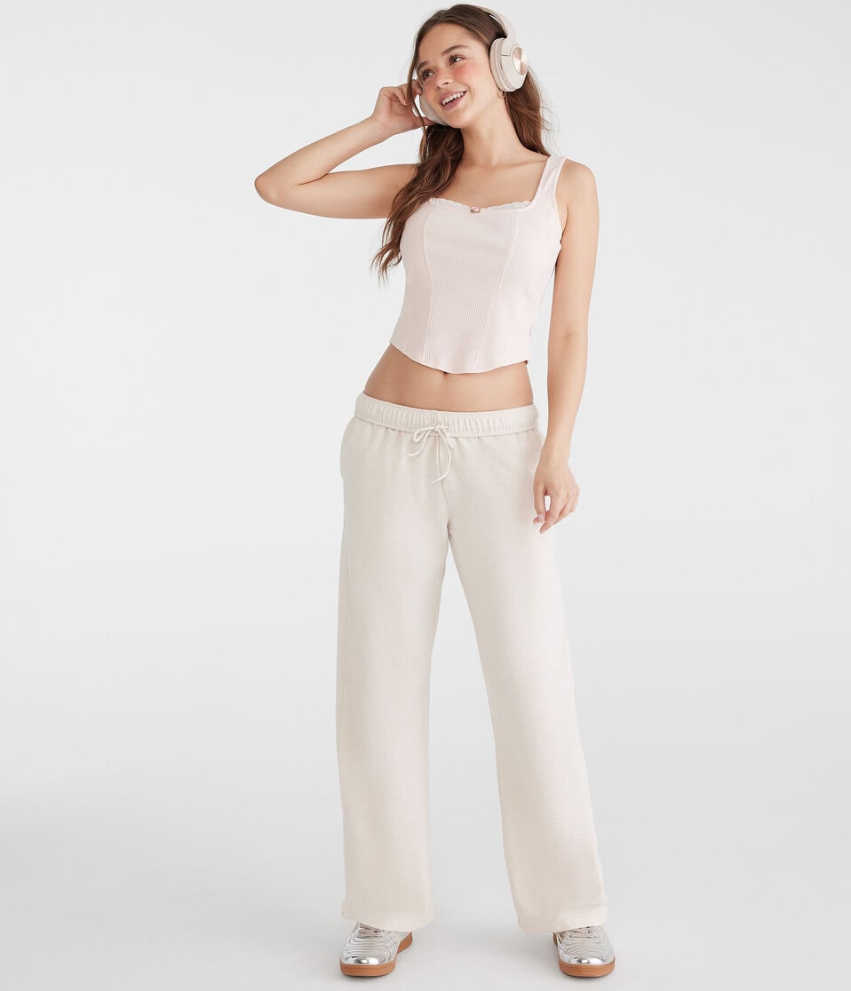 Aéropostale Mid-Rise Straight Leg Sweatpants Oatmeal Heather
