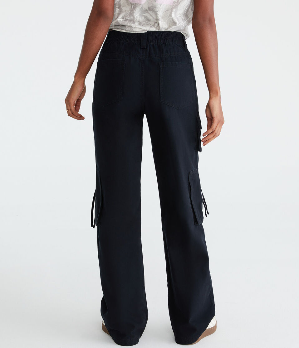 Aéropostale Mid-Rise Straight Utility Cargo Pants Black Fox