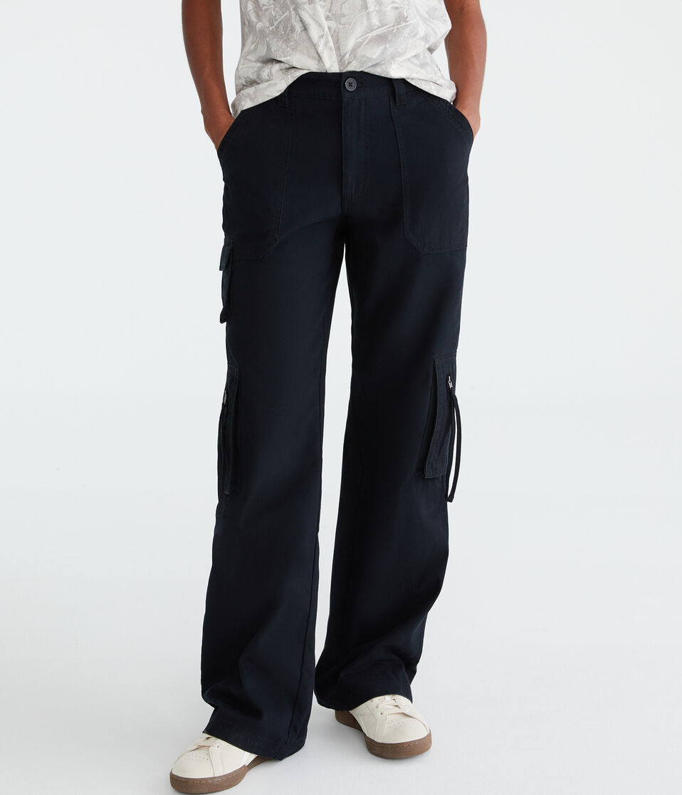 aéropostale Mid-Rise Straight Utility Cargo Pants black fox