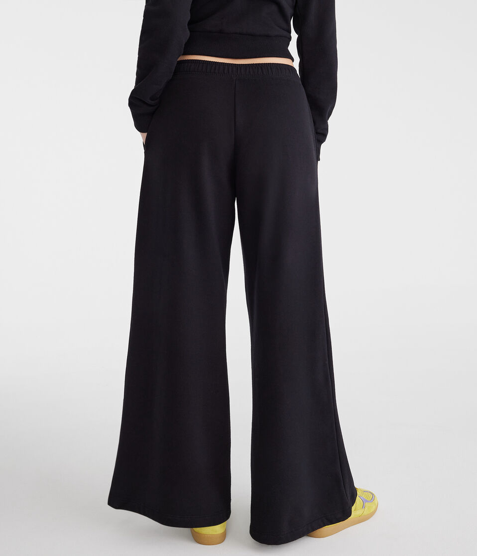 Aéropostale Mid-Rise Super Wide Leg Sweatpants Black Fox