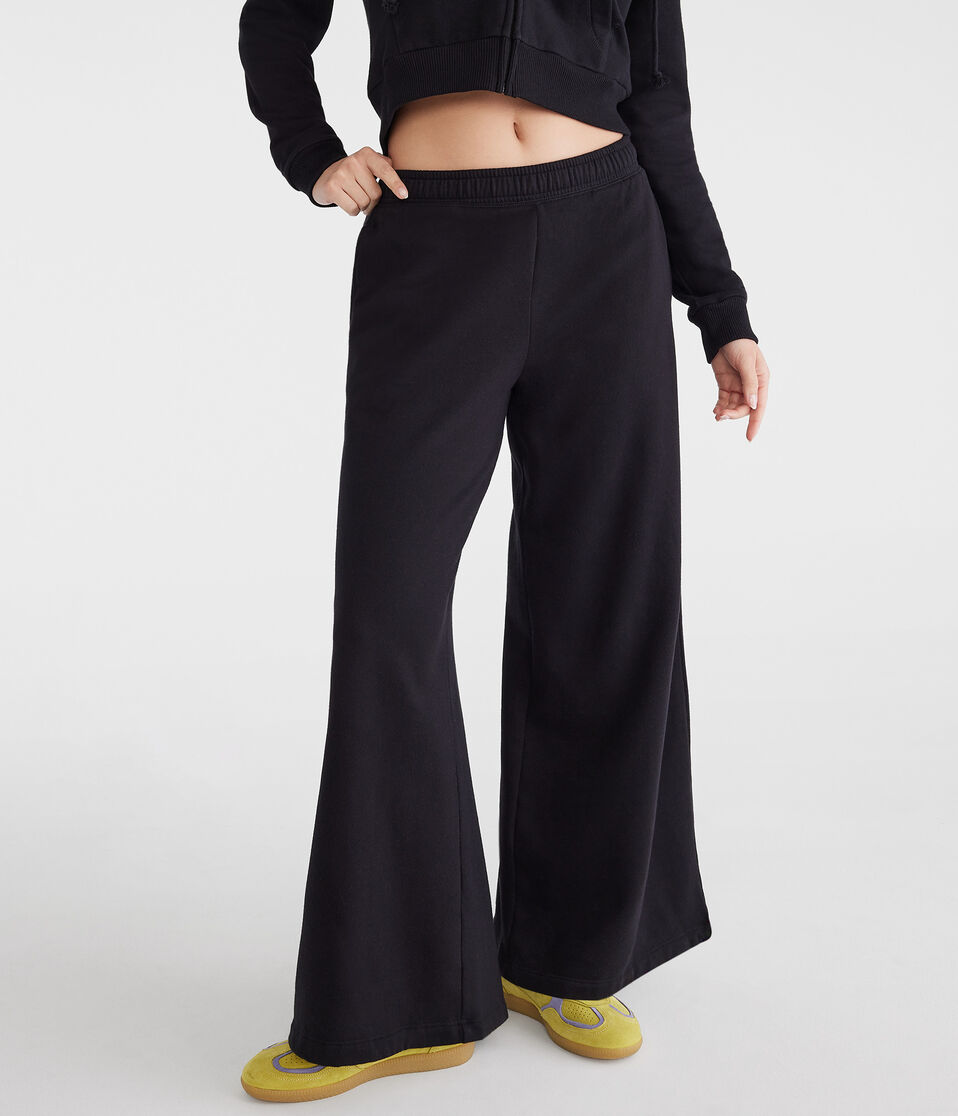 aéropostale Mid-Rise Super Wide Leg Sweatpants black fox