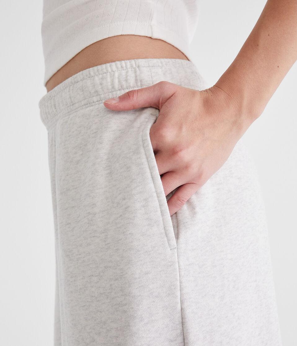 Aéropostale Mid-Rise Super Wide Leg Sweatpants Lightest Heather Grey