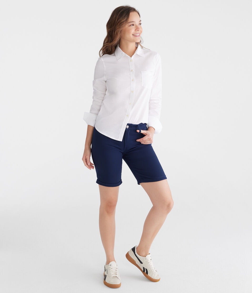 Aéropostale Mid-Rise Uniform Bermuda Shorts Navy Prep