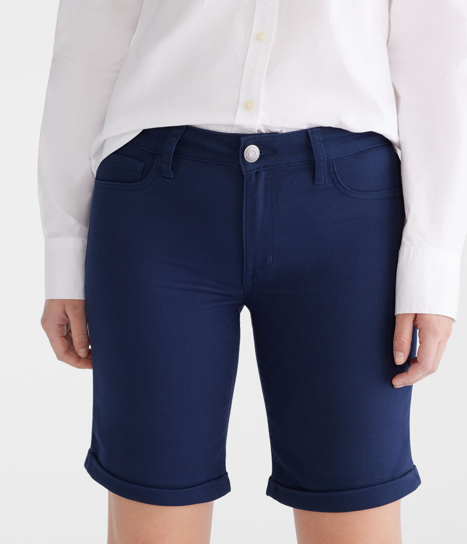 aéropostale Mid-Rise Uniform Bermuda Shorts navy prep