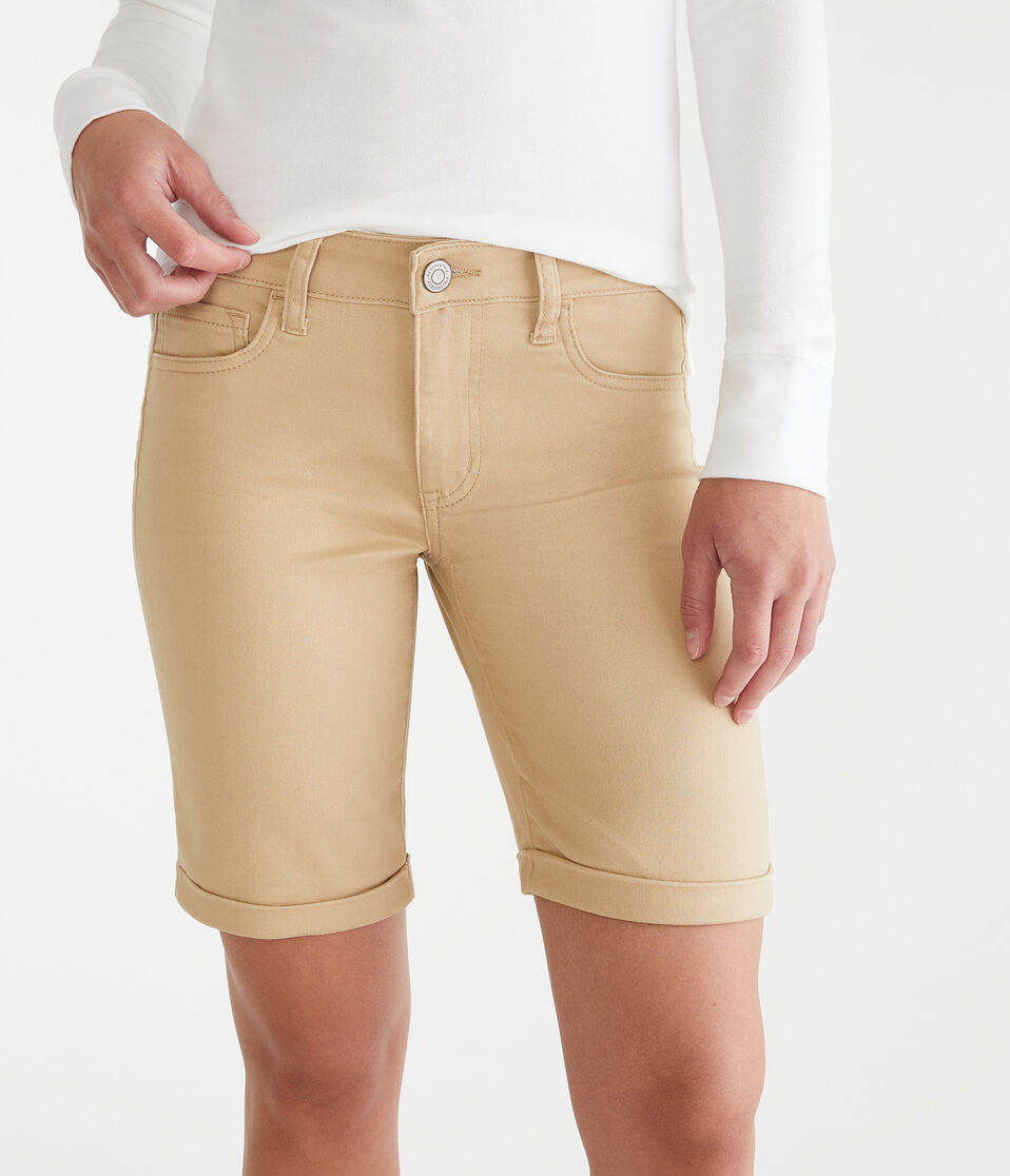 aéropostale Mid-Rise Uniform Bermuda Shorts summer tan